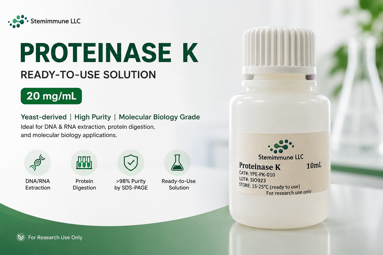 Proteinase K Ready-to-Use Solution 20 mg/mL Proteinase K Ready-to-Use Solution 20 mg/mL | StemImmune